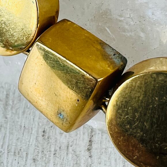 Vintage Steven Vaubel 18K Plated Brass Geometric Link  Chunky Bracelet - Picture 12 of 14